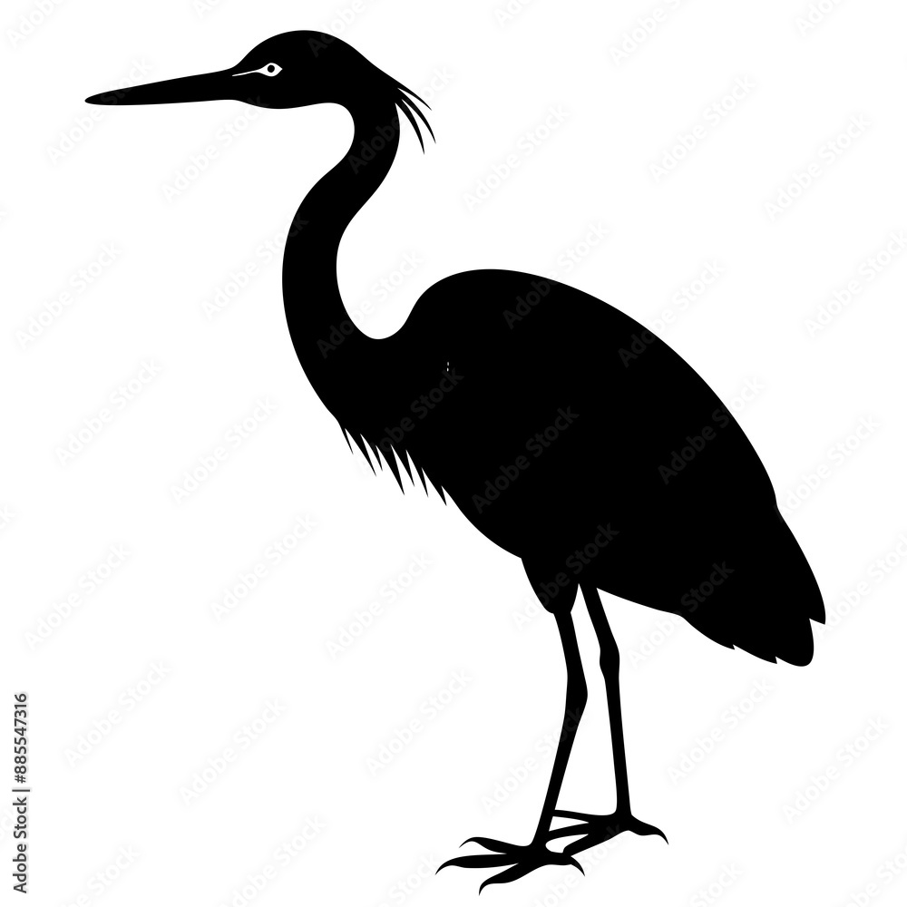 Obraz premium heron bird silhouette vector illustration 