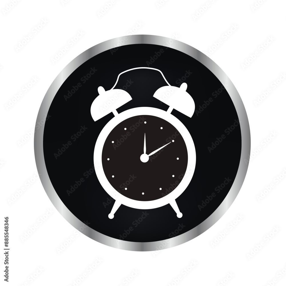 alarm clock on black button vector icon alarm clock on black button vector icon