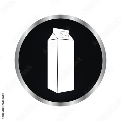 Carton on black button vector icon