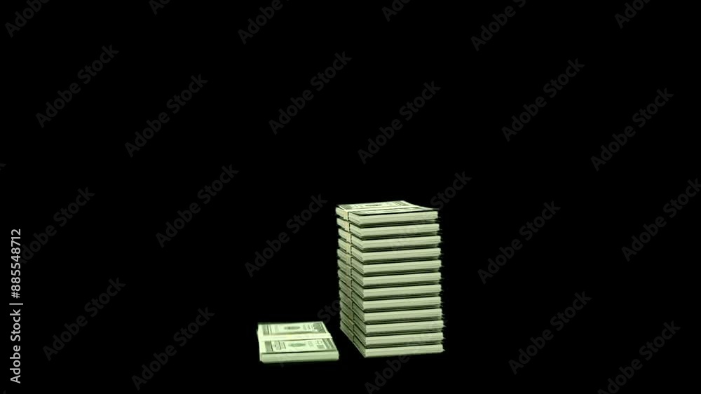 Animated stacks of bundled cash Animated stacks of bundled cash