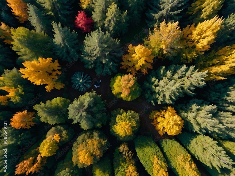 Seasonal Contrast Drone View of Autumn and Summer Forests Seasonal Contrast Drone View of Autumn and Summer Forests