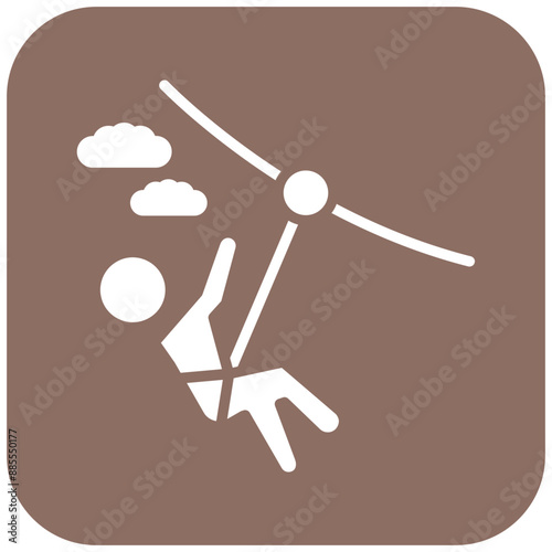 Zip Line vector icon. Can be used for Outdoor Fun iconset.
