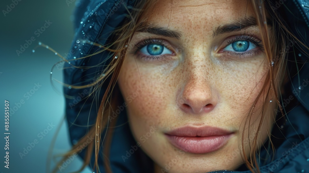 A Woman's Gaze Through The Rain, A Moment Of Quiet Reflection. Generative AI A Woman's Gaze Through The Rain, A Moment Of Quiet Reflection. Generative AI