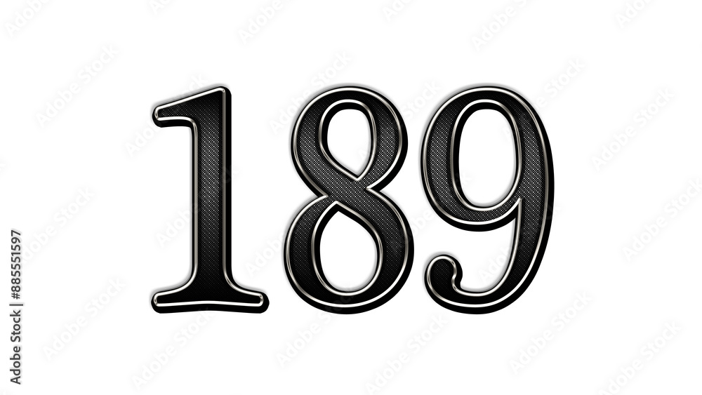 black metal 3d design of number 189 on white background. black metal 3d design of number 189 on white background.