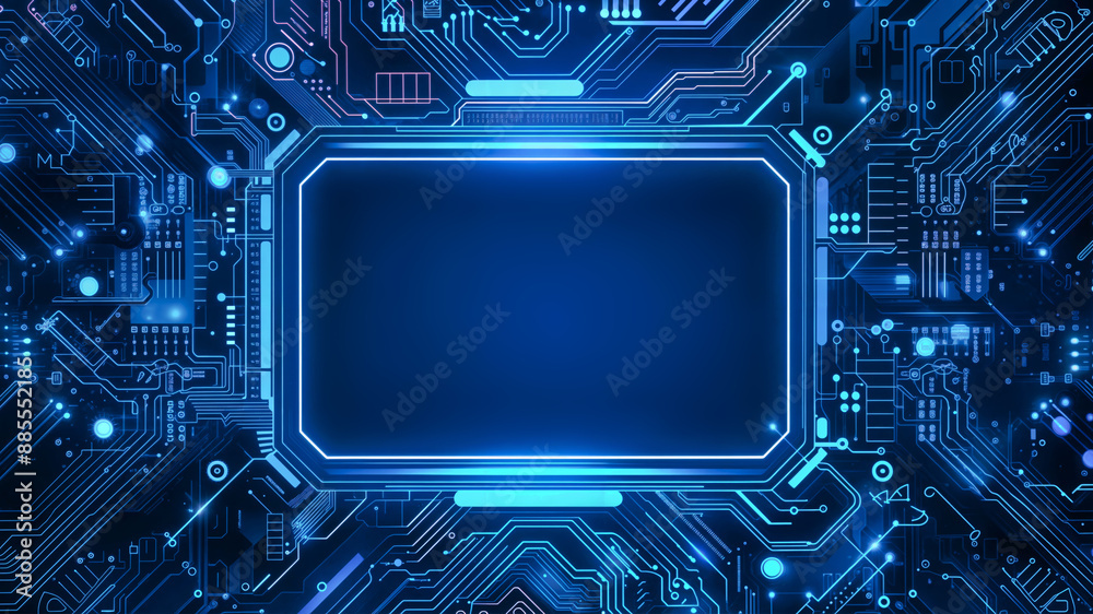 background image of an abstract circuit board with a rectangular frame in the center with copy space background image of an abstract circuit board with a rectangular frame in the center with copy space