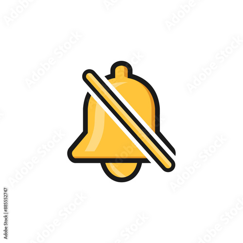 Golden notification bells in flat style for an alarm clock attention alert signal new