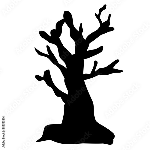 Dry tree silhouette for halloween decoration. Vector ilustration