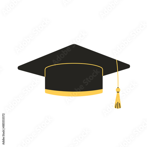 Graduation hat. College, high school, education. Square academic cap. Symbol of bachelor's and master's degree. Vector illustration in flat style 