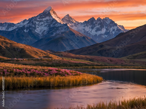 sunset in the mountains