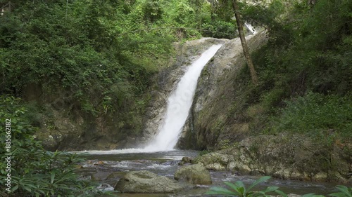 Beautiful waterfall in tropical forest in Chae Son National Park, Lampang, Thailand