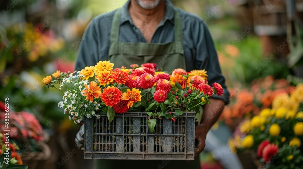 A Gardener's Pride: Vibrant Blooms in a Greenhouse Setting. Generative AI A Gardener's Pride: Vibrant Blooms in a Greenhouse Setting. Generative AI