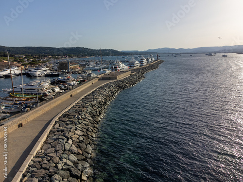 Wallpaper Mural Aerial view on boats, yachts and old port of famous Saint-Tropez town on French Riviera, Var, Provence, France, summer vacation destination Torontodigital.ca