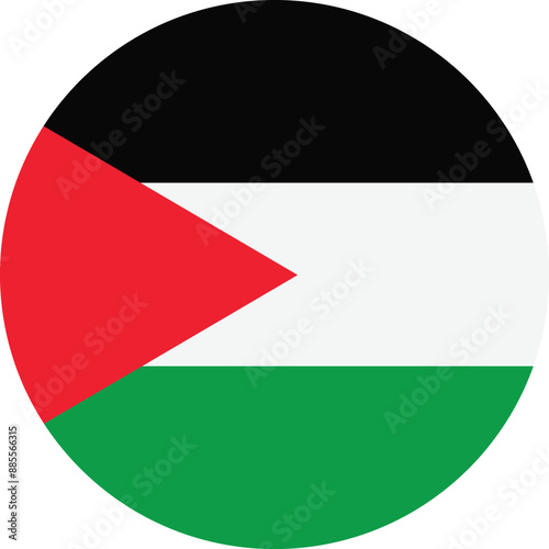 Round Palestinian flag . Circle of Palestine . Palestine flag . Vector illustration