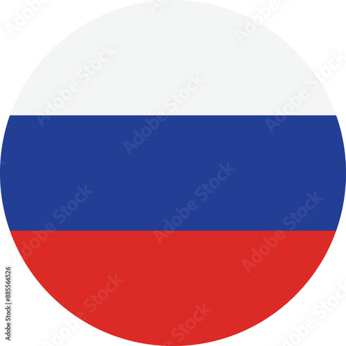 Round Russia flag . Russia flag button . Russia flag in circle shape . Vector illustration