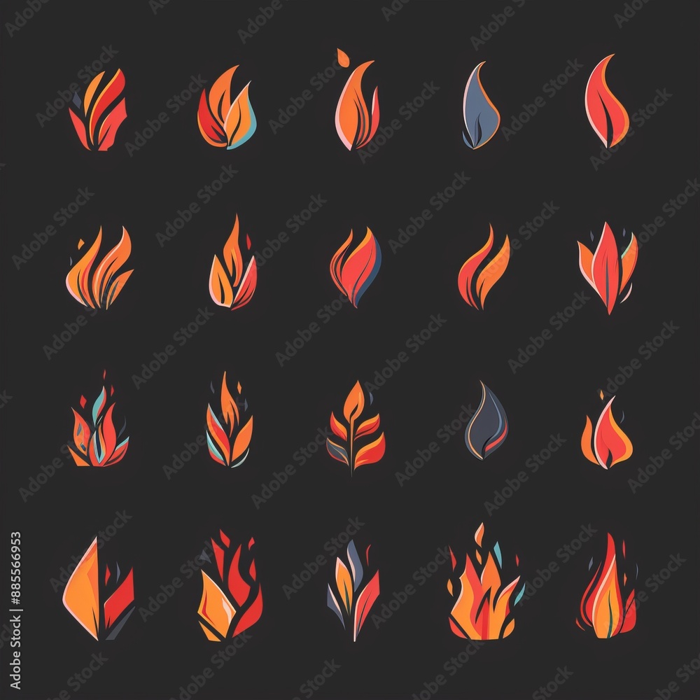 Fire icon, flame bonfire sign, campfire symbol, burn graphic element, fire emblem, grill pictogram Fire icon, flame bonfire sign, campfire symbol, burn graphic element, fire emblem, grill pictogram