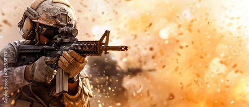 A modern engagement with durable military ordnance, troops in an urban warfare scenario, realistic style, highdefinition, dynamic action