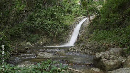Beautiful waterfall in tropical forest in Chae Son National Park, Lampang, Thailand