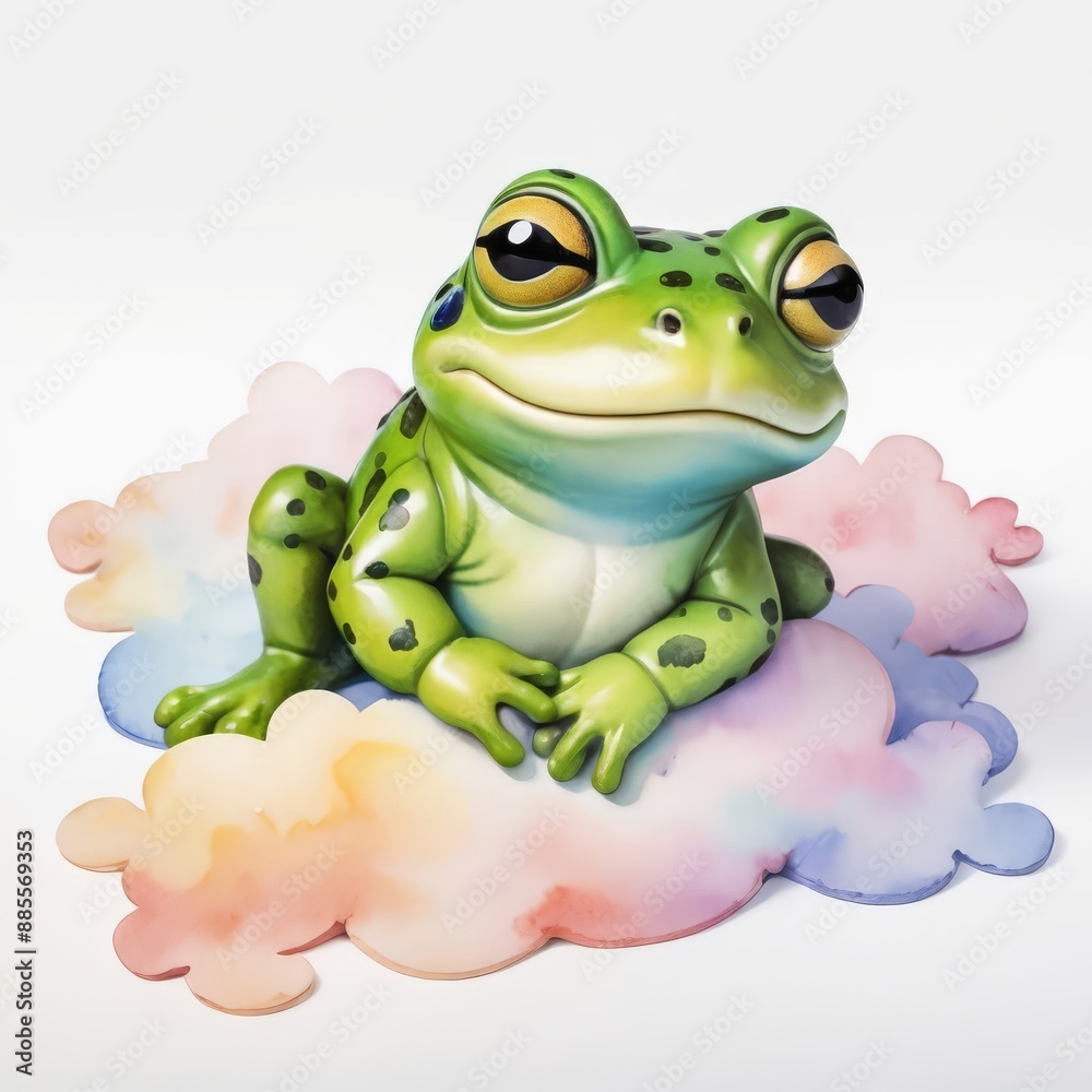 Obraz premium a frog sits on a cloud with the words quot frog quot on it
