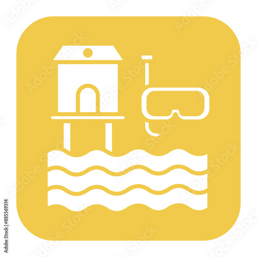 Dive Resort vector icon. Can be used for Vacation and Tourism iconset.