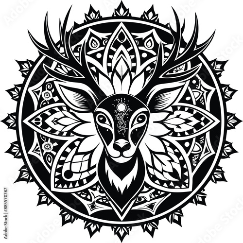 Deer Mandala Design, Manadala Design vector, 