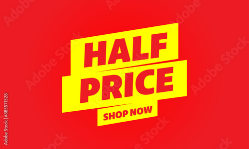 Half price sale red and yellow banner