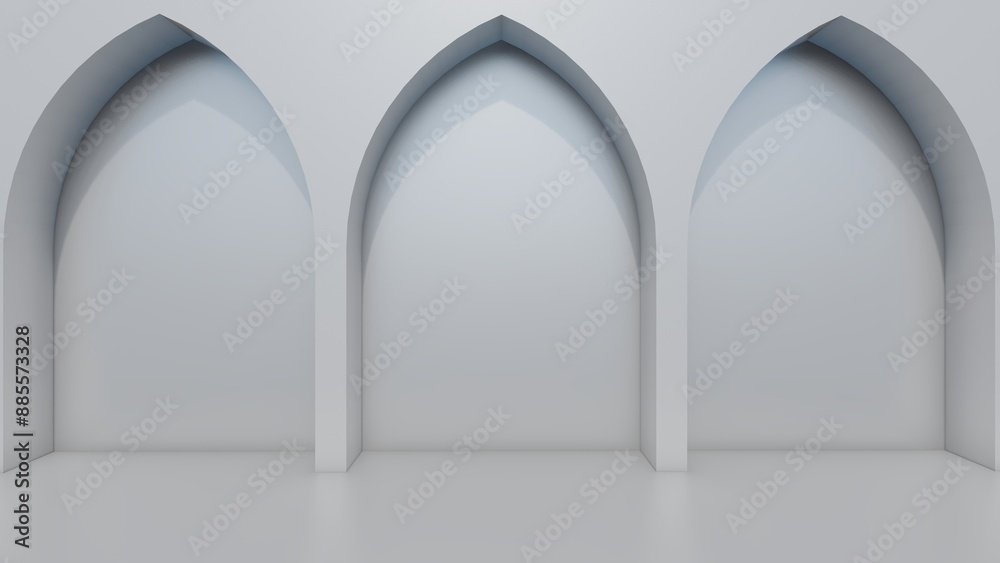 Architecture interior background arched podium 3d render Architecture interior background arched podium 3d render