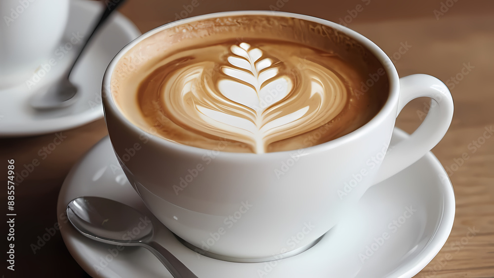 illustration of a close-up of a beautifully crafted latte art in a cup of coffee illustration of a close-up of a beautifully crafted latte art in a cup of coffee