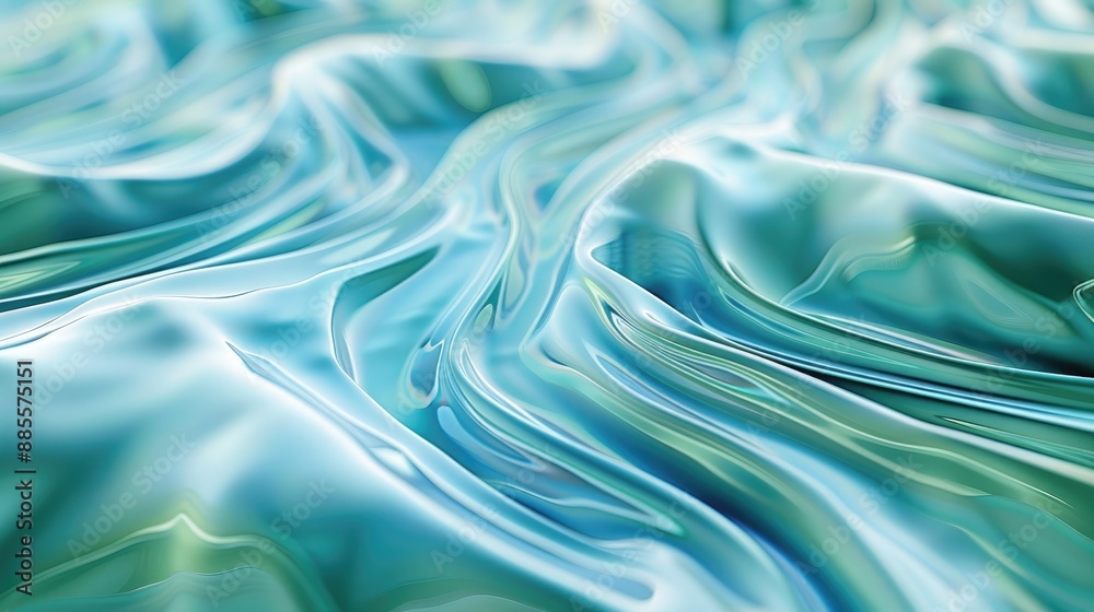 Obraz premium A calming abstract background with gentle, meandering lines reminiscent of river streams, in cool, soothing blues and greens.