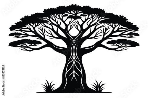 Silhouette baobab  tree vector illustration G.eps