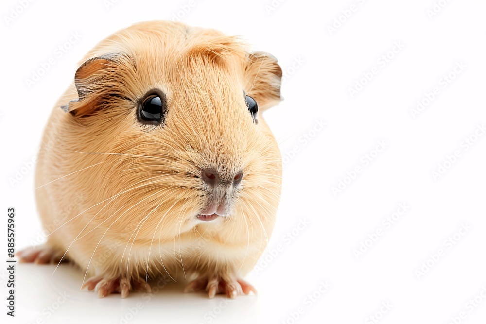A cute and charming image of an adorable guinea pig against a clean white background