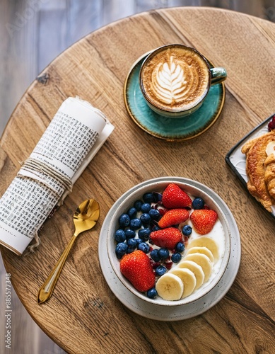 Wallpaper Mural breakfast cereal with milk and berries Torontodigital.ca