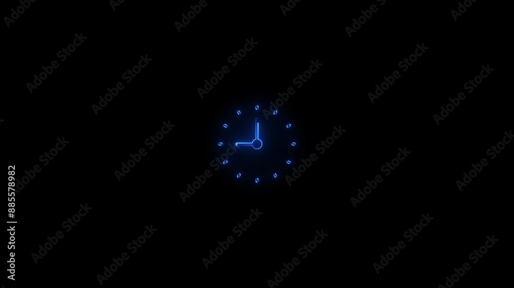 Animated neon line Clock icon concept on background