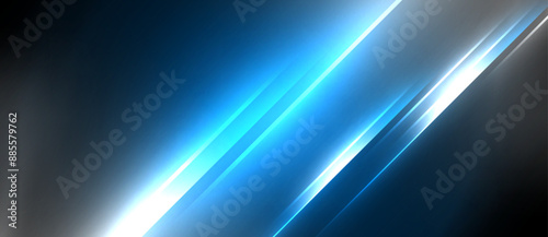 Neon dynamic diagonal light rays background. Techno digital geometric concept design for wallpaper, banner, presentation, background
