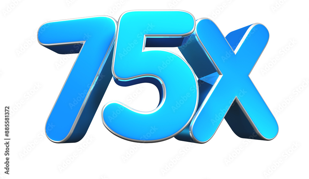 75X blue 3d illustration. Advertising signs, Product design, Product sales, Fabric design, Digital printing. 75X blue 3d illustration. Advertising signs, Product design, Product sales, Fabric design, Digital printing.