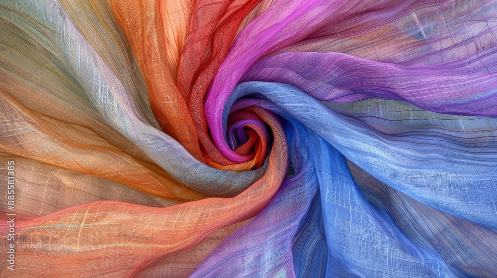 Colorful abstract swirls in silk fabric texture Colorful abstract swirls in silk fabric texture
