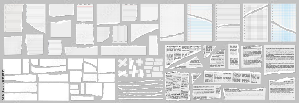 large collection of every torn page set and tapes realistic with shadow