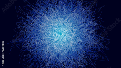Abstract digital illustrations. Intricate golden fractal flower on dark background.