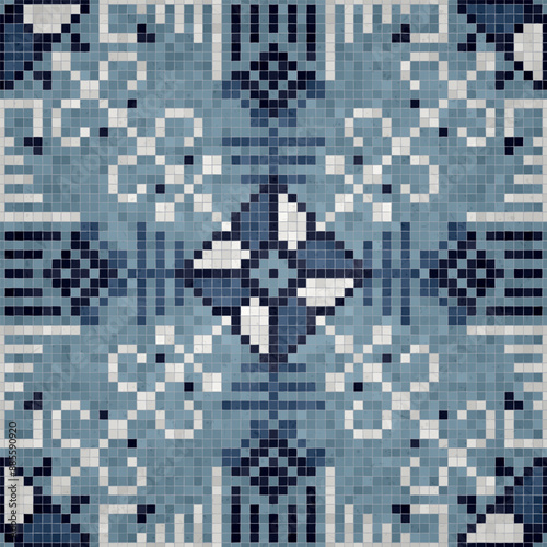 Mosaic tiles  background, seamless vector pattern