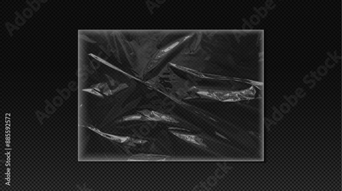 Vector illustration of plastic packaging with realistic crumpled effect.