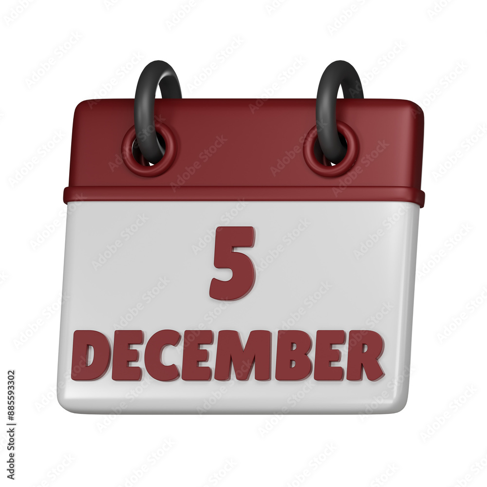 5 December Calendar 3d icon 5 December Calendar 3d icon