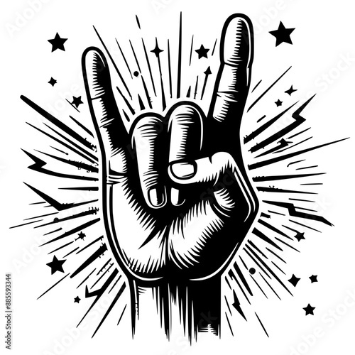 Rock n roll hand symbol silhouette
