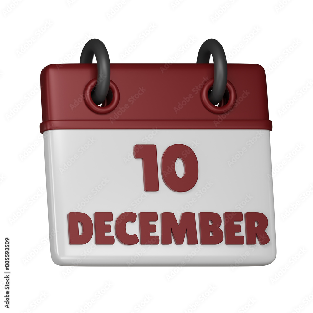 10 December Calendar 3d icon 10 December Calendar 3d icon
