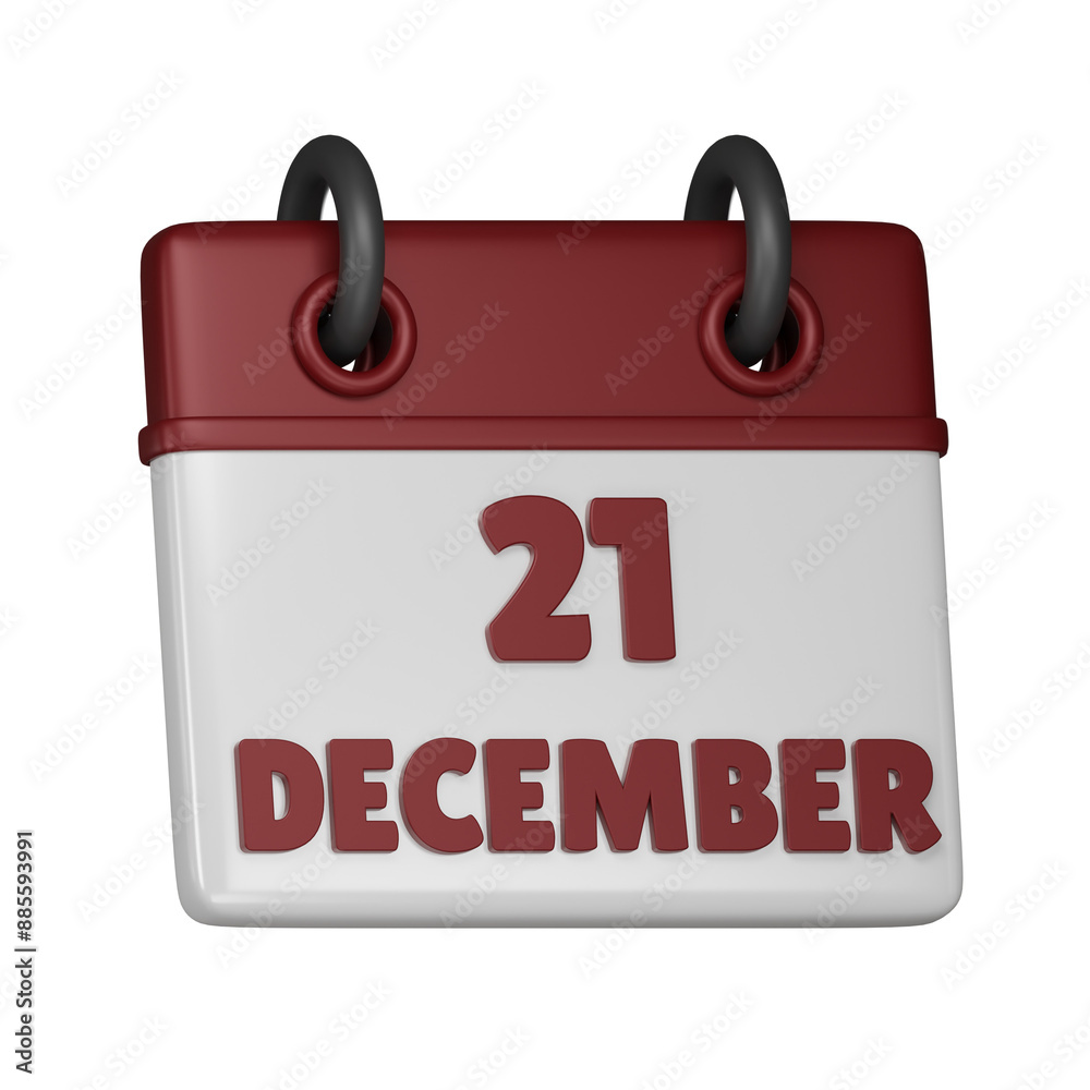 21 December Calendar 3d icon 21 December Calendar 3d icon