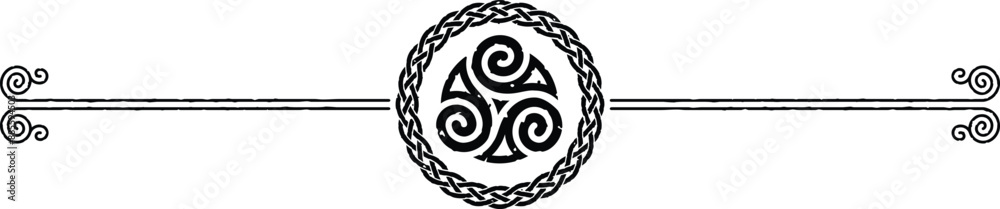 Double Line and Knot Ring Celtic Header Graphic - Tribal Spirals Double Line and Knot Ring Celtic Header Graphic - Tribal Spirals