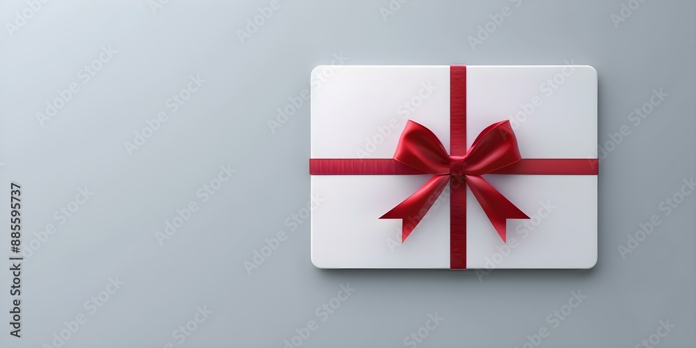 White Gift Voucher with Red Ribbon 3D Rendering on Grey Background. Concept Gift Voucher Design, 3D Rendering, White and Red Color Scheme, Grey Background White Gift Voucher with Red Ribbon 3D Rendering on Grey Background. Concept Gift Voucher Design, 3D Rendering, White and Red Color Scheme, Grey Background