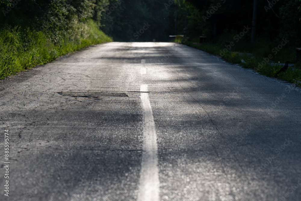 Winding Highway through the rural landscape in Serbia. Empty asphalt road in rural landscape. Winding Highway through the rural landscape in Serbia. Empty asphalt road in rural landscape.