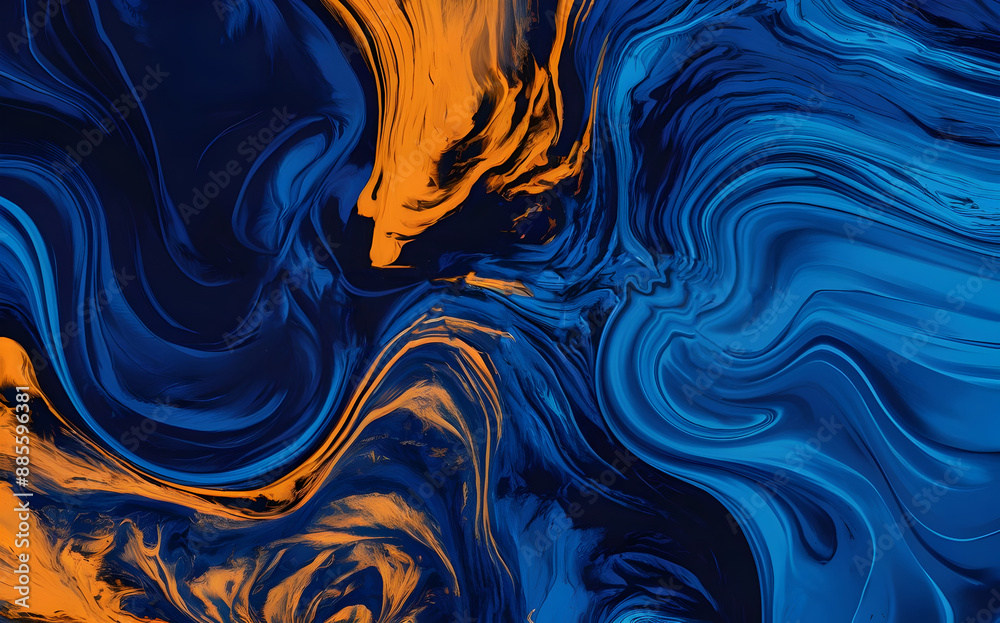 Obraz premium Blue shades abstract marble painting background. Abstract painting, can be used as a trendy background for wallpapers, posters, cards, invitations, websites.