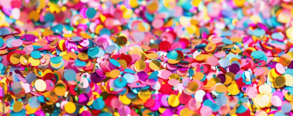 A colorful pile of confetti with a rainbow of colors. A colorful pile of confetti with a rainbow of colors.