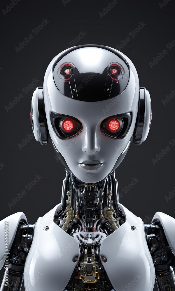 portrait of a cyborg, futuristic robot mascotte, portrait of android, artificial intelligence device portrait of a cyborg, futuristic robot mascotte, portrait of android, artificial intelligence device