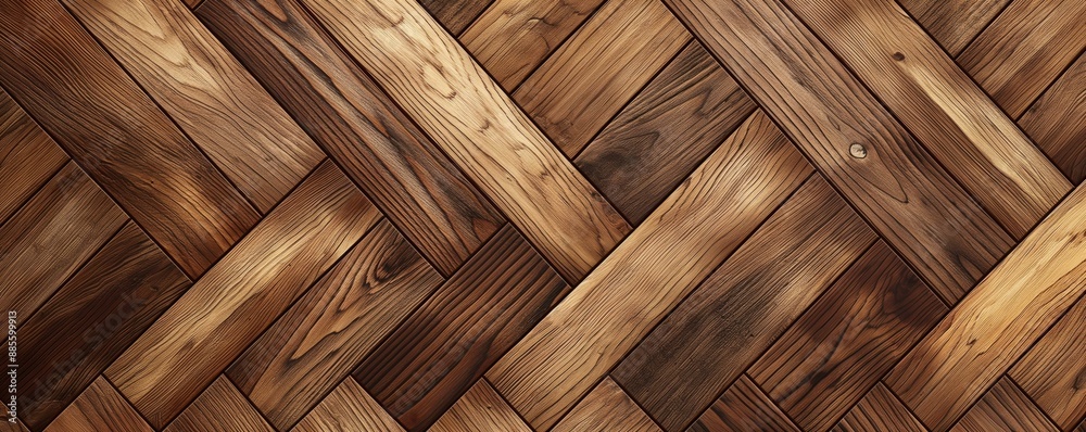 A close-up of the wooden parquet floor showcasing its natural wood grain and varied hues. A close-up of the wooden parquet floor showcasing its natural wood grain and varied hues.